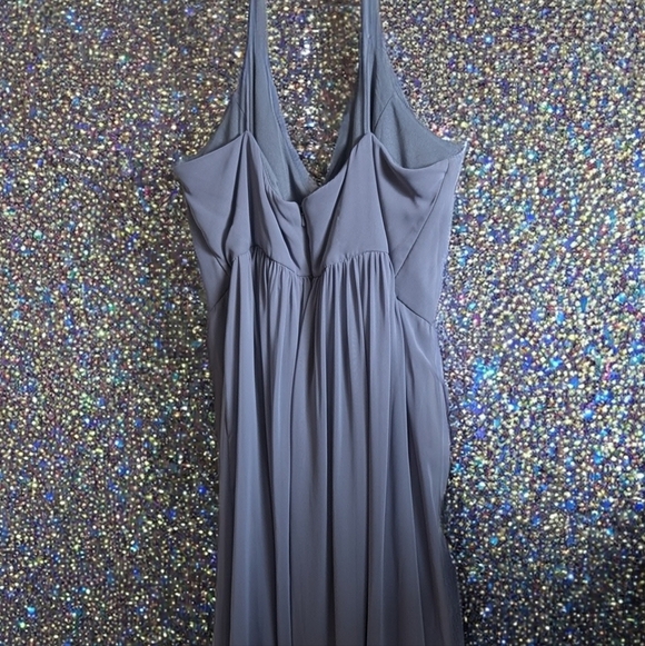 Dessy Collection Gray Sleeveless Wrap Sundress for Cocktail - Picture 8 of 12